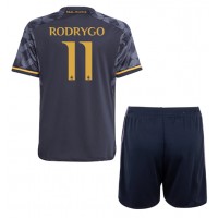 Real Madrid Rodrygo Goes #11 Bortedraktsett Barn 2023-24 Kortermet (+ Korte bukser)